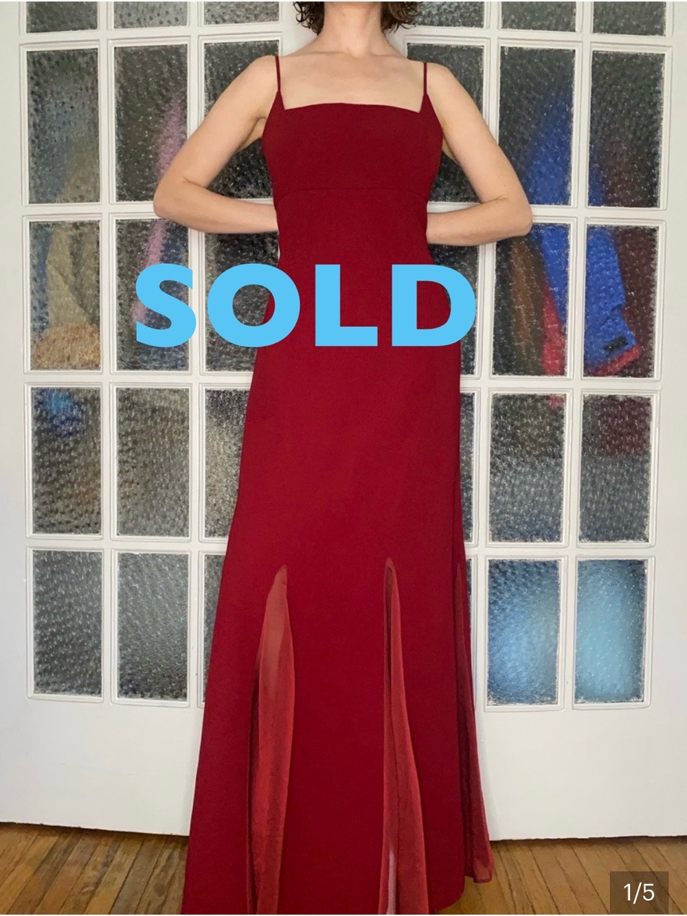 Women's Burgundy Spaghetti-Strap Maxi Dress